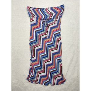 Vintage Y2K Charlotte Russe Zig Zag Strapless Dress Small Blue Beach Lounge